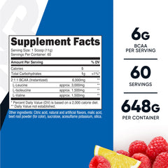 Nutricost BCAA Raspberry Lemonade bottle label closeup highlighting branding and quality.
