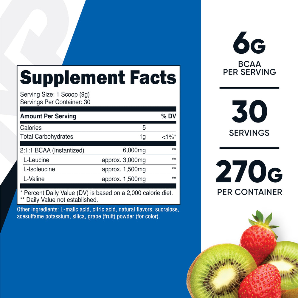 Nutricost BCAA Powder scoop included for precise 6g servings.