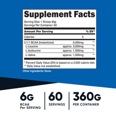 Nutricost BCAA powder scoop beside bottle enables precise, easy servings.