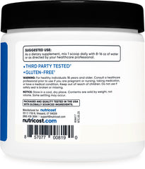 Nutricost BCAA Powder third-party tested seal indicating quality.