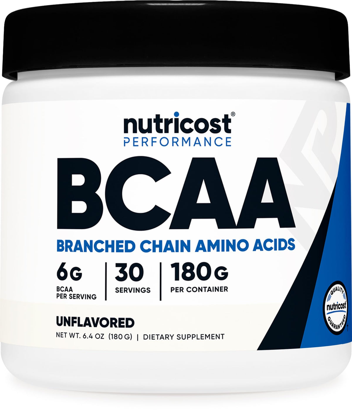Nutricost BCAA Powder front view bottle for workouts and recovery.