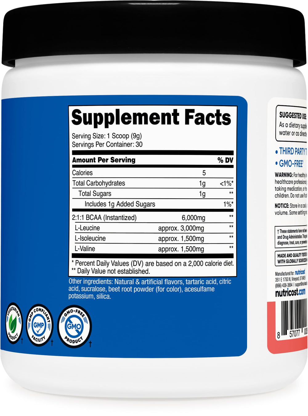 Nutricost BCAA powder watermelon dissolves readily in water for a refreshing mix