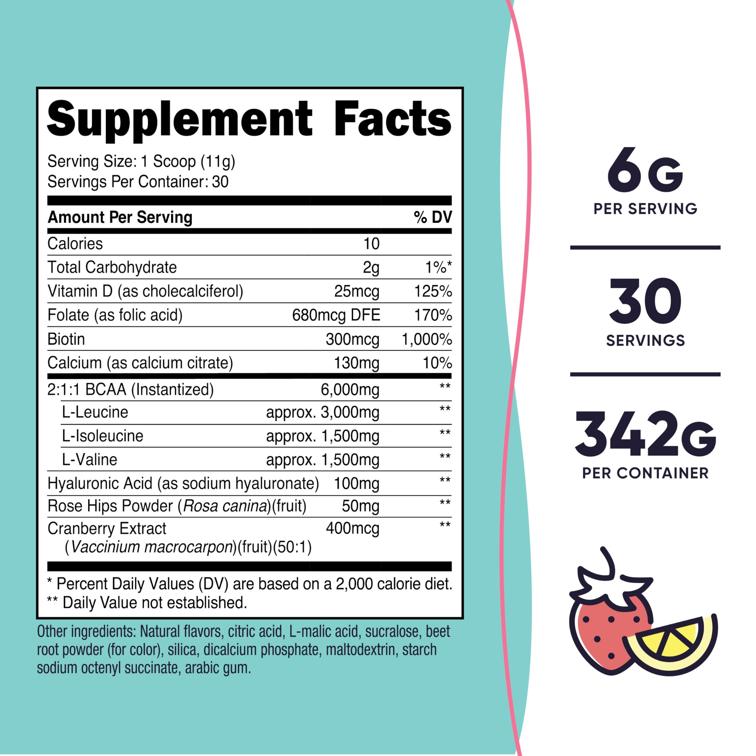 Nutricost BCAA Women label front, gluten-free and non-GMO energy for workouts.