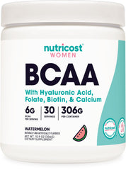 Nutricost BCAA for Women Watermelon bottle displayed for refreshing post-workout support