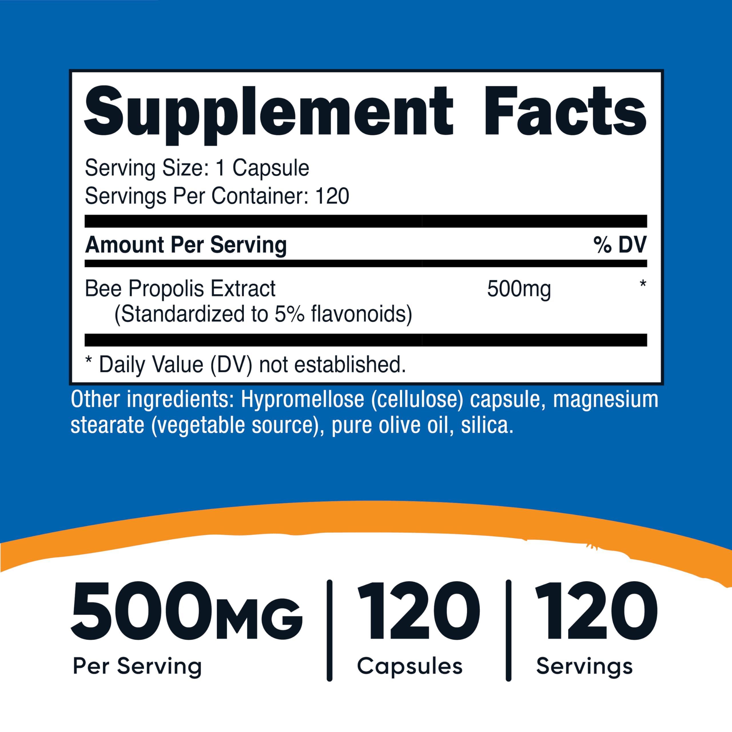 Close-up of Nutricost Bee Propolis 5% flavonoids indicating quality and potency