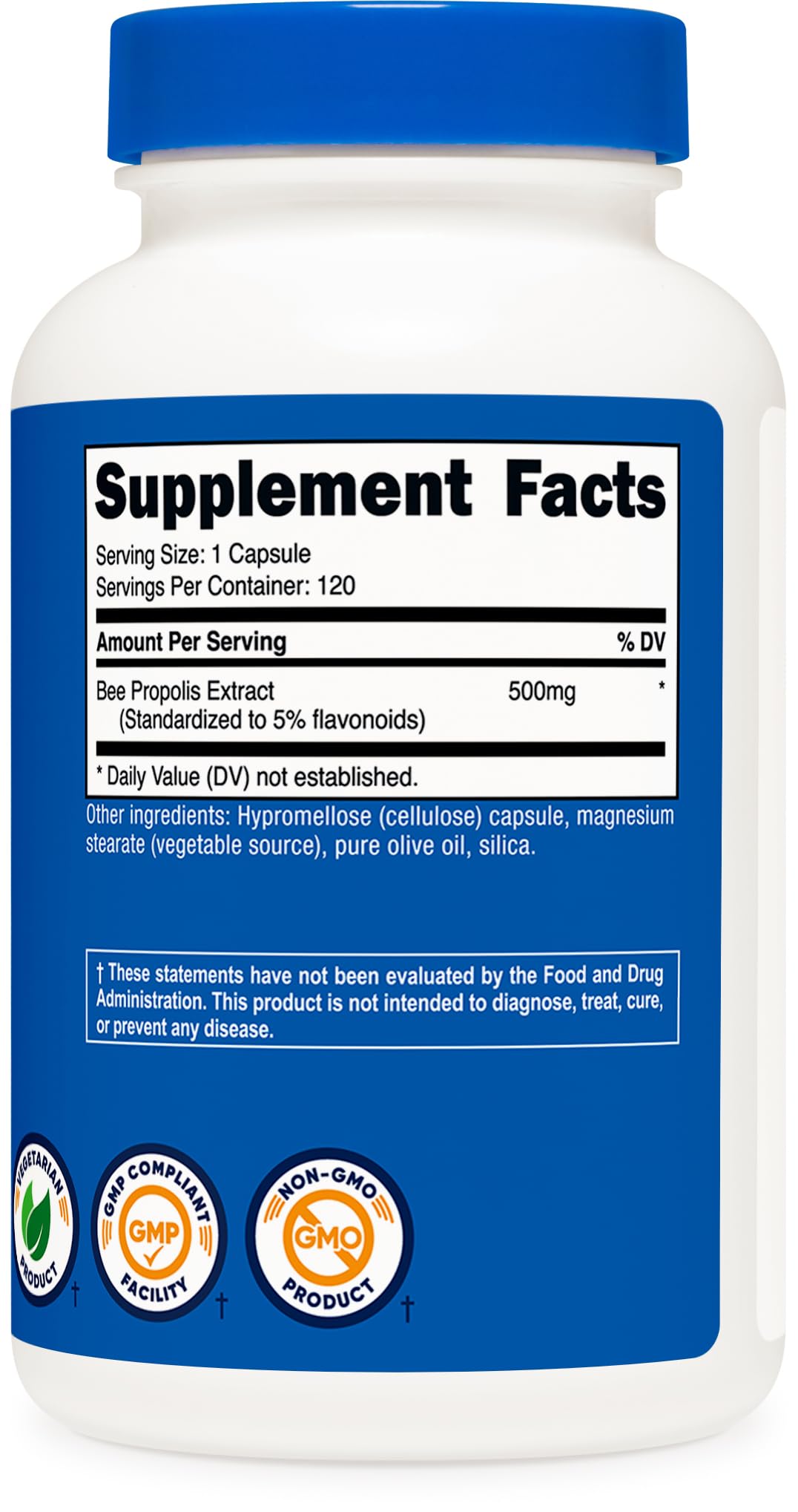 Label on Nutricost Bee Propolis bottle highlights third-party testing