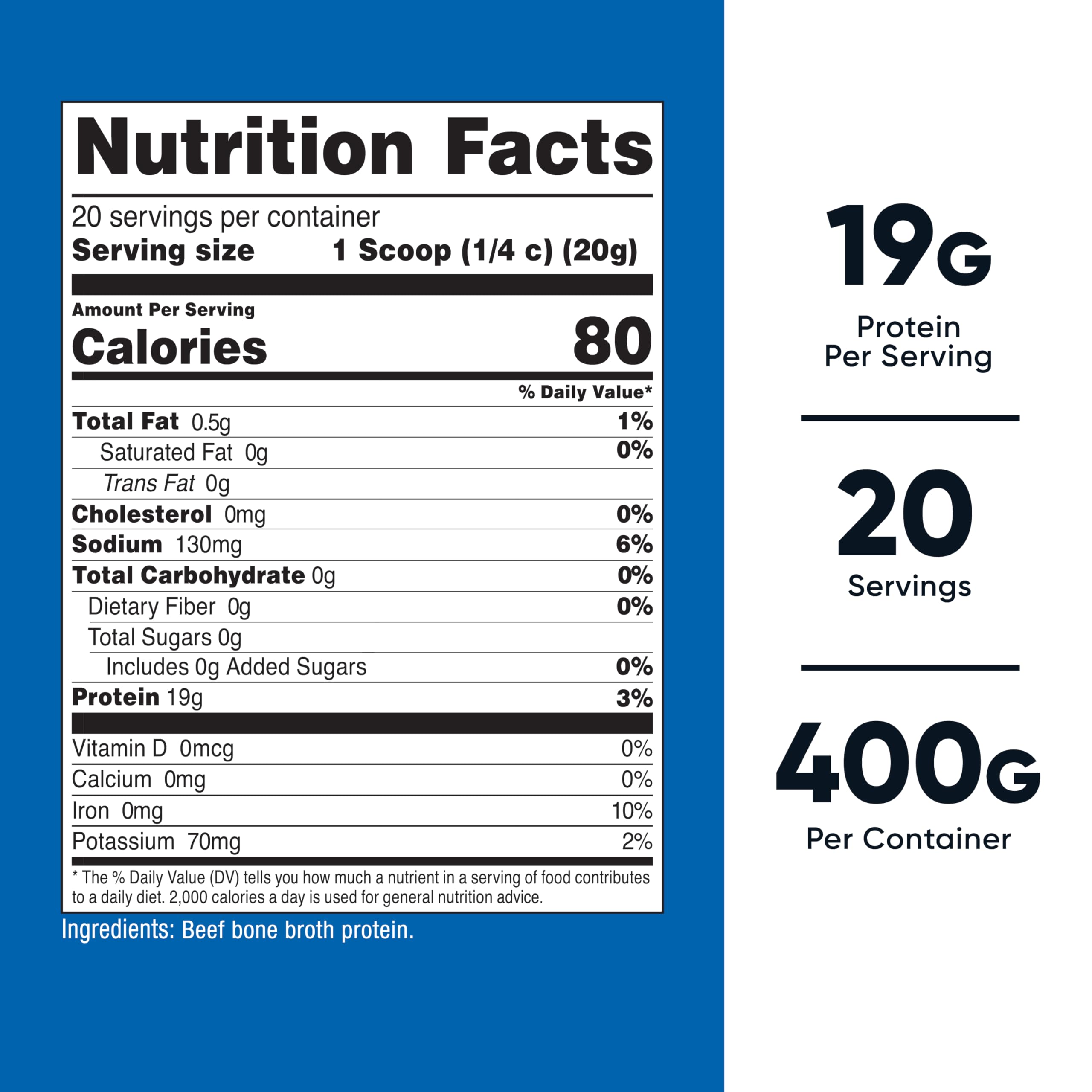 Nutricost Beef Bone Broth Protein Powder (gluten-free) supports worry-free nutrition.