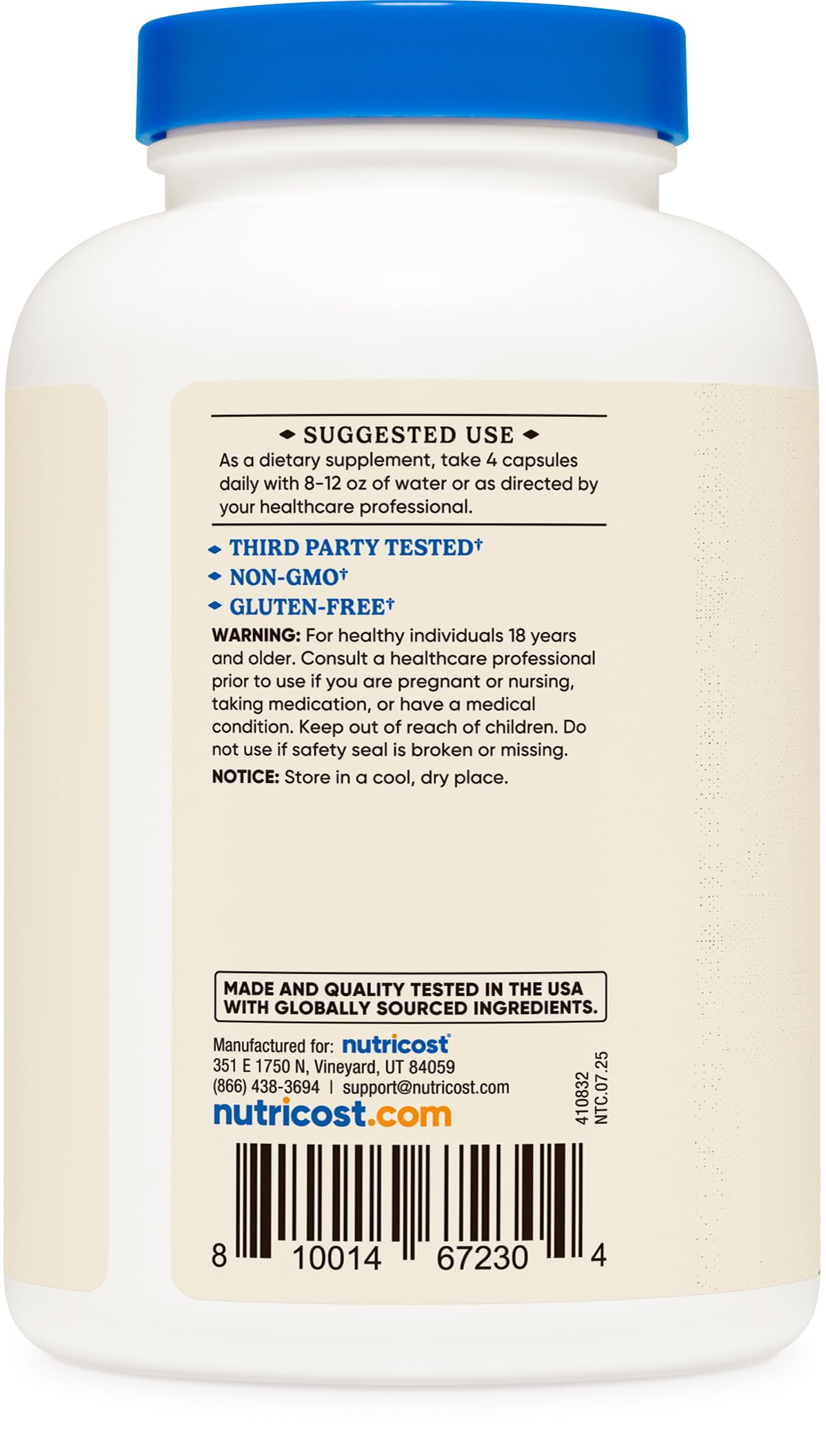 Close-up of Nutricost beef liver capsules highlighting potency.