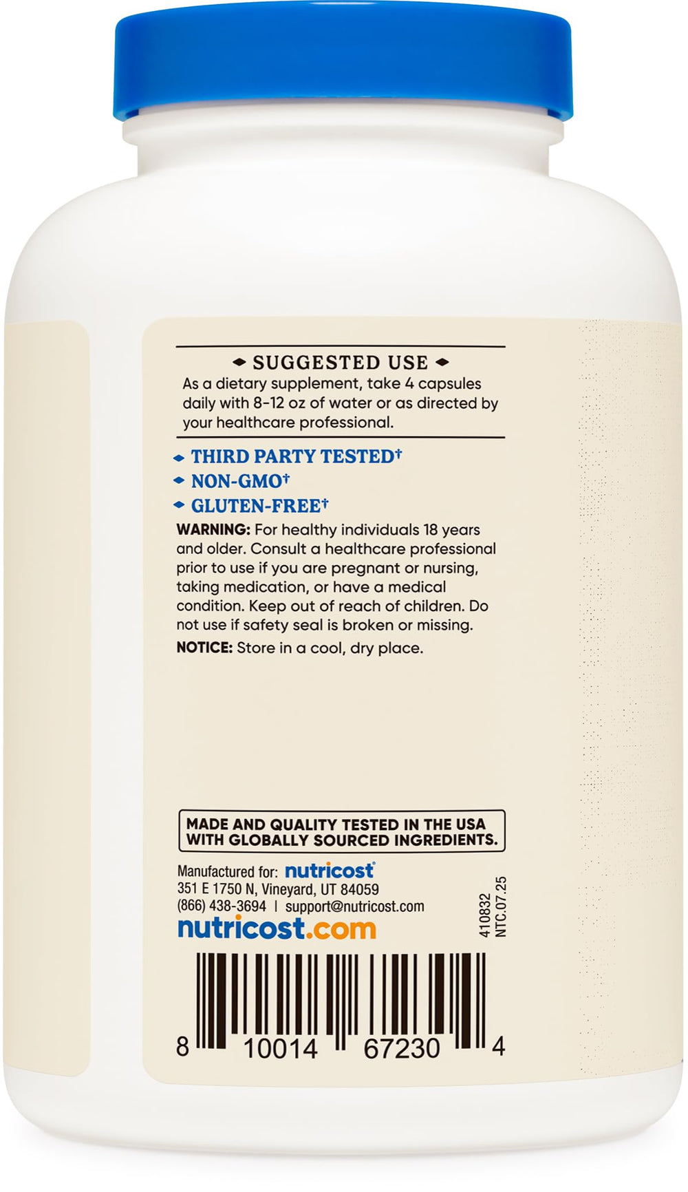 Close-up of Nutricost beef liver capsules highlighting potency.