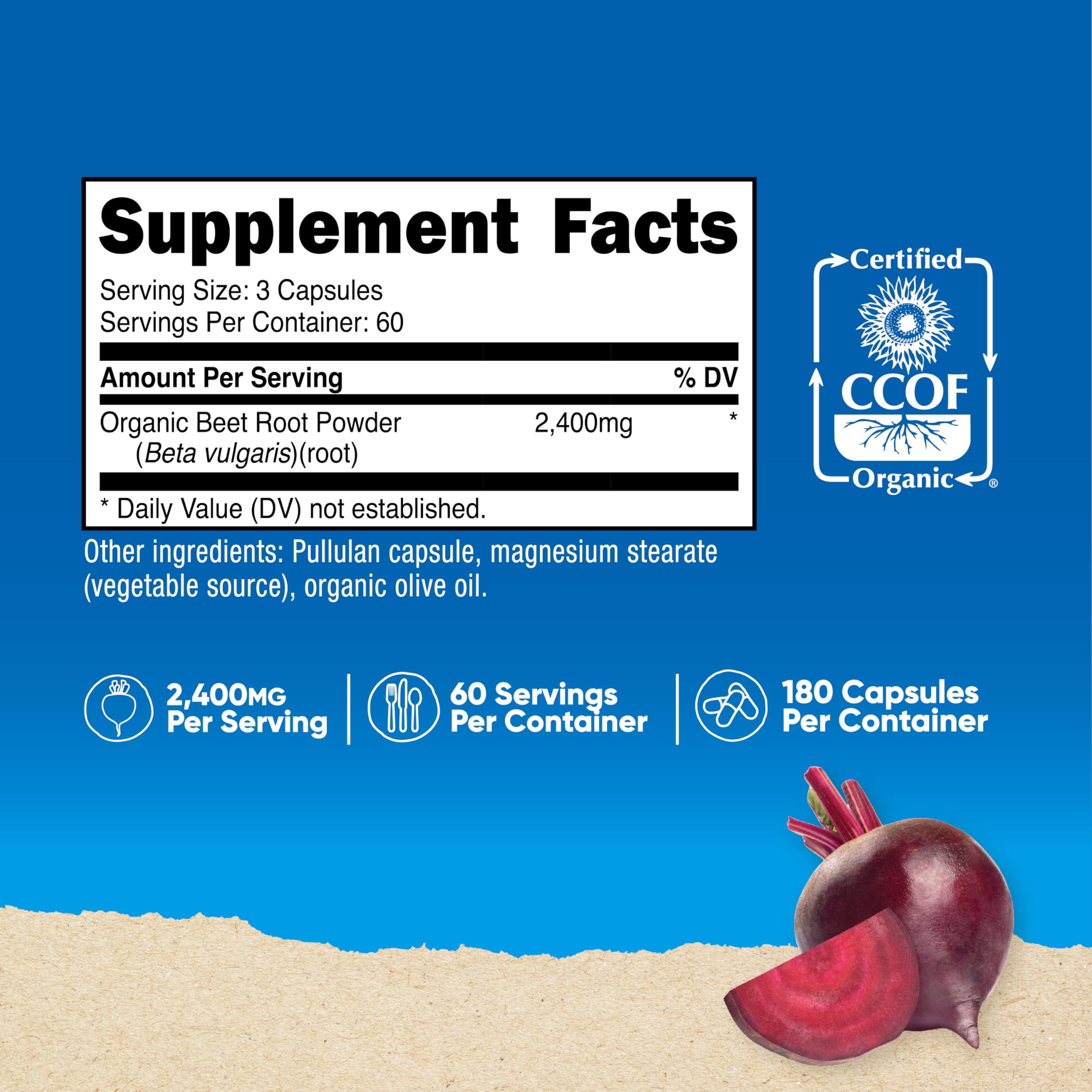 Nutricost Beet Root 2400mg capsules close-up showing uniform capsules for easy daily intake.