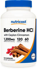 Nutricost Berberine HCl with Ceylon Cinnamon bottle for daily wellness routine