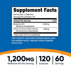 Nutricost Berberine HCl Cinnamon capsules close-up, easy daily ingestion