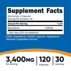 Nutricost Beta-Alanine capsules close-up highlighting 850 mg per cap.