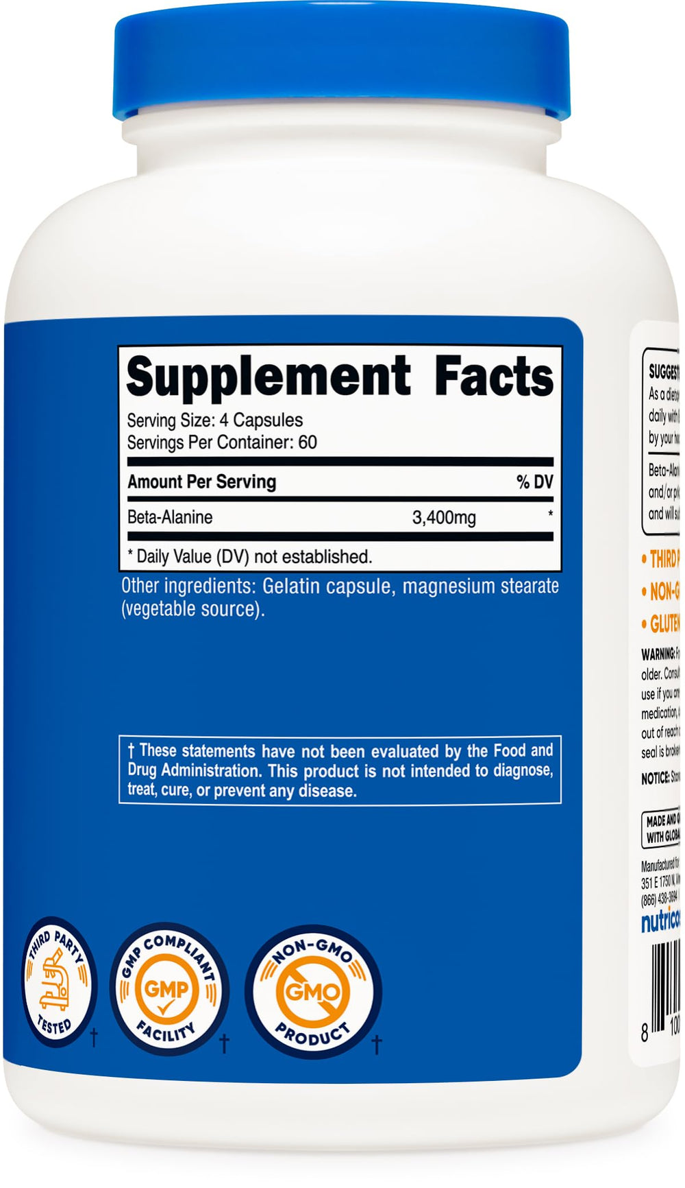Nutricost Beta-Alanine produced in GMP-FDA registered facility