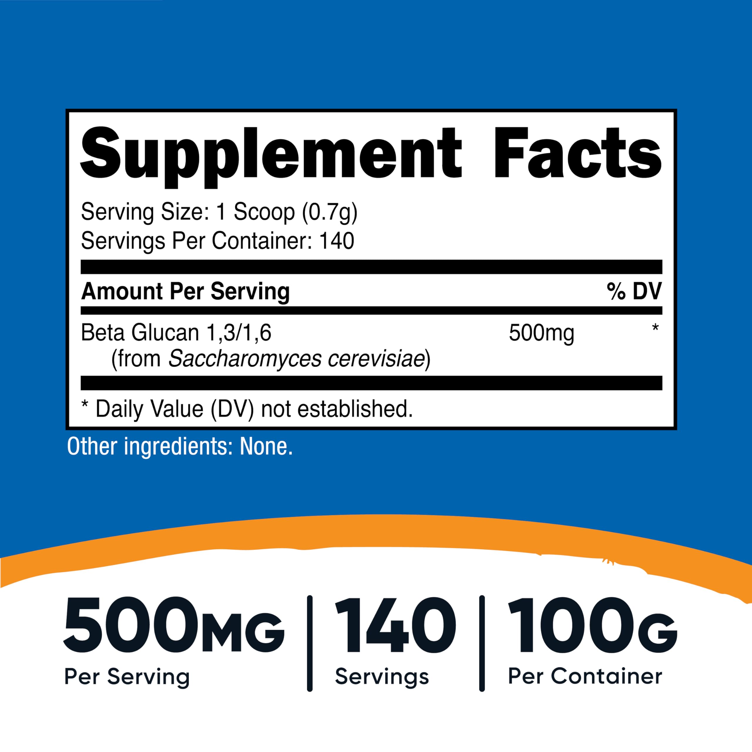 Nutricost Beta Glucan Powder with included scoop enabling easy servings