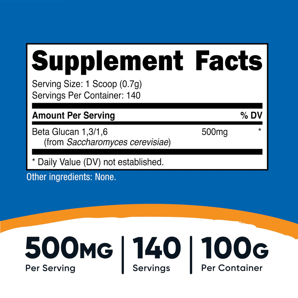 Nutricost Beta Glucan Powder with included scoop enabling easy servings
