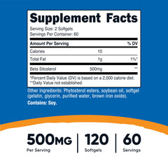 Nutricost Beta Sitosterol softgels close-up showing easy-to-swallow capsules.