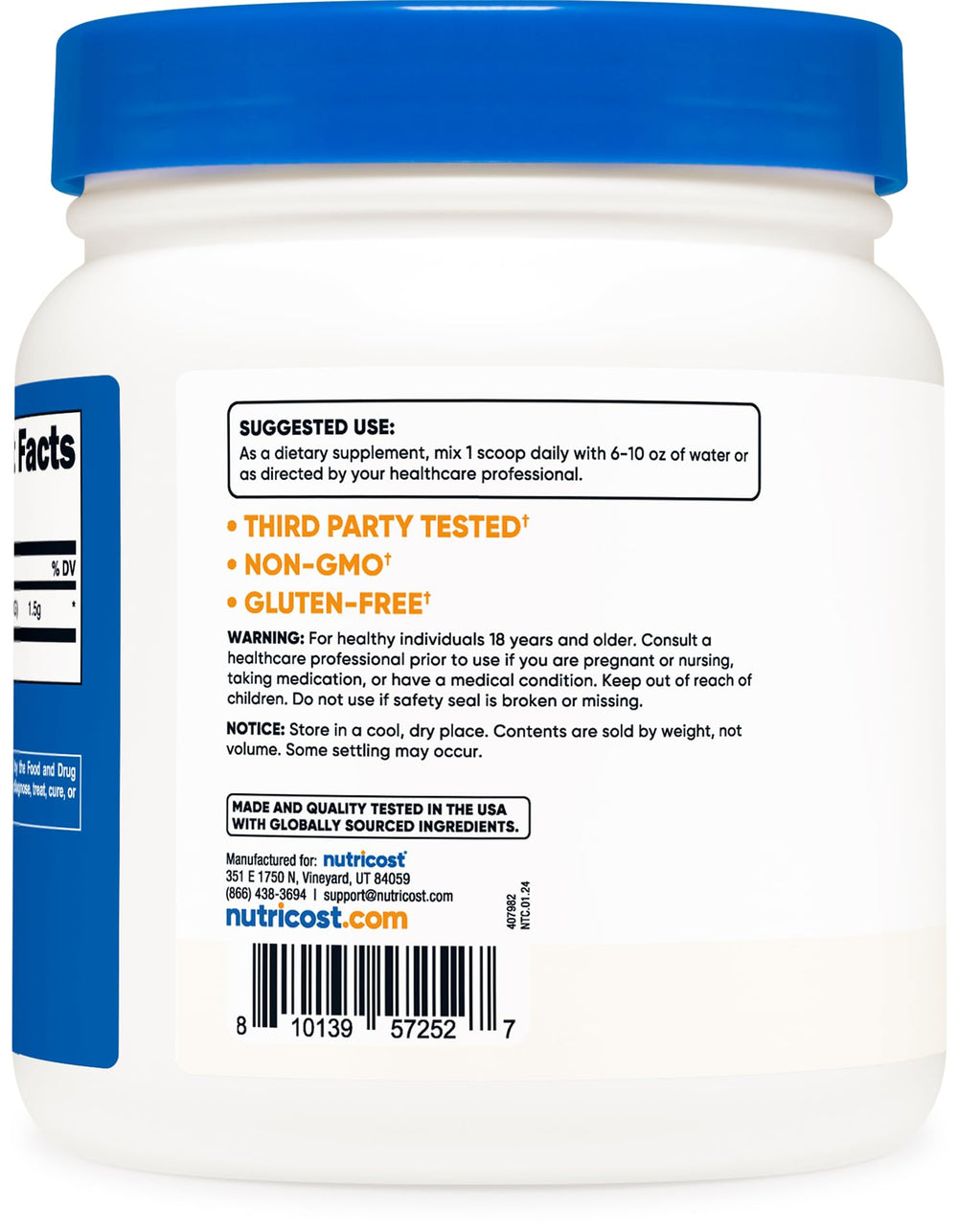 Nutricost Betaine Anhydrous TMG glass-mixing ready for quick drinks.