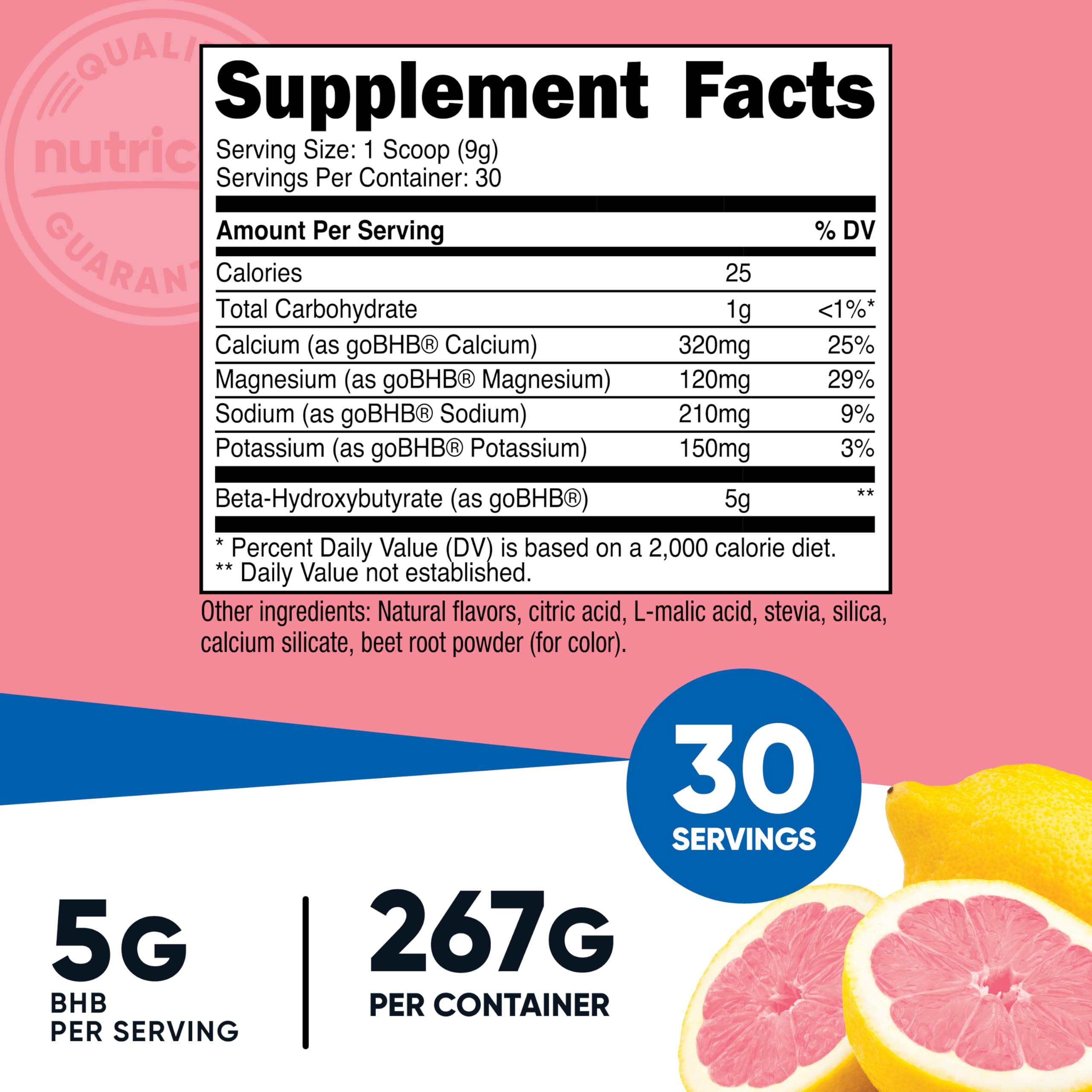 Nutricost BHB Salts Drink Mix bottle with scoop for convenient use.
