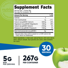 Pouring Nutricost BHB salts drink mix green apple for on the go hydration.