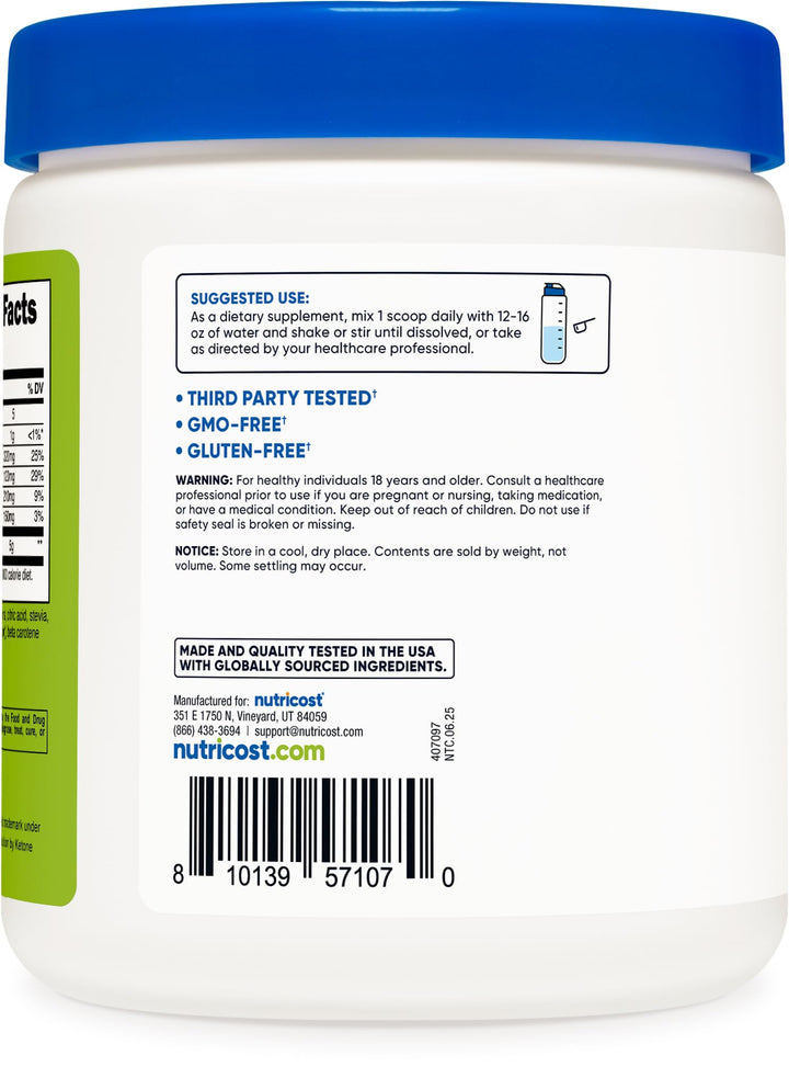 Nutricost scoop on scale showing 5g BHB per serving accuracy benefit