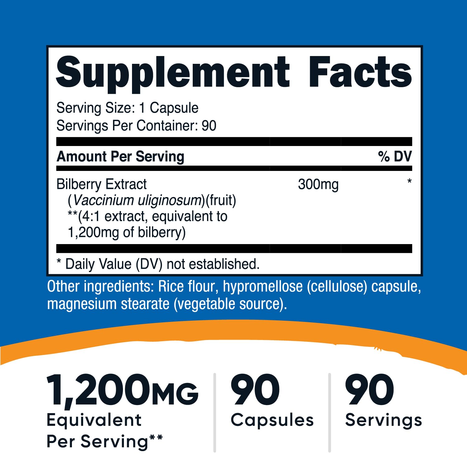 Nutricost Bilberry capsules close-up showing easy-to-swallow form