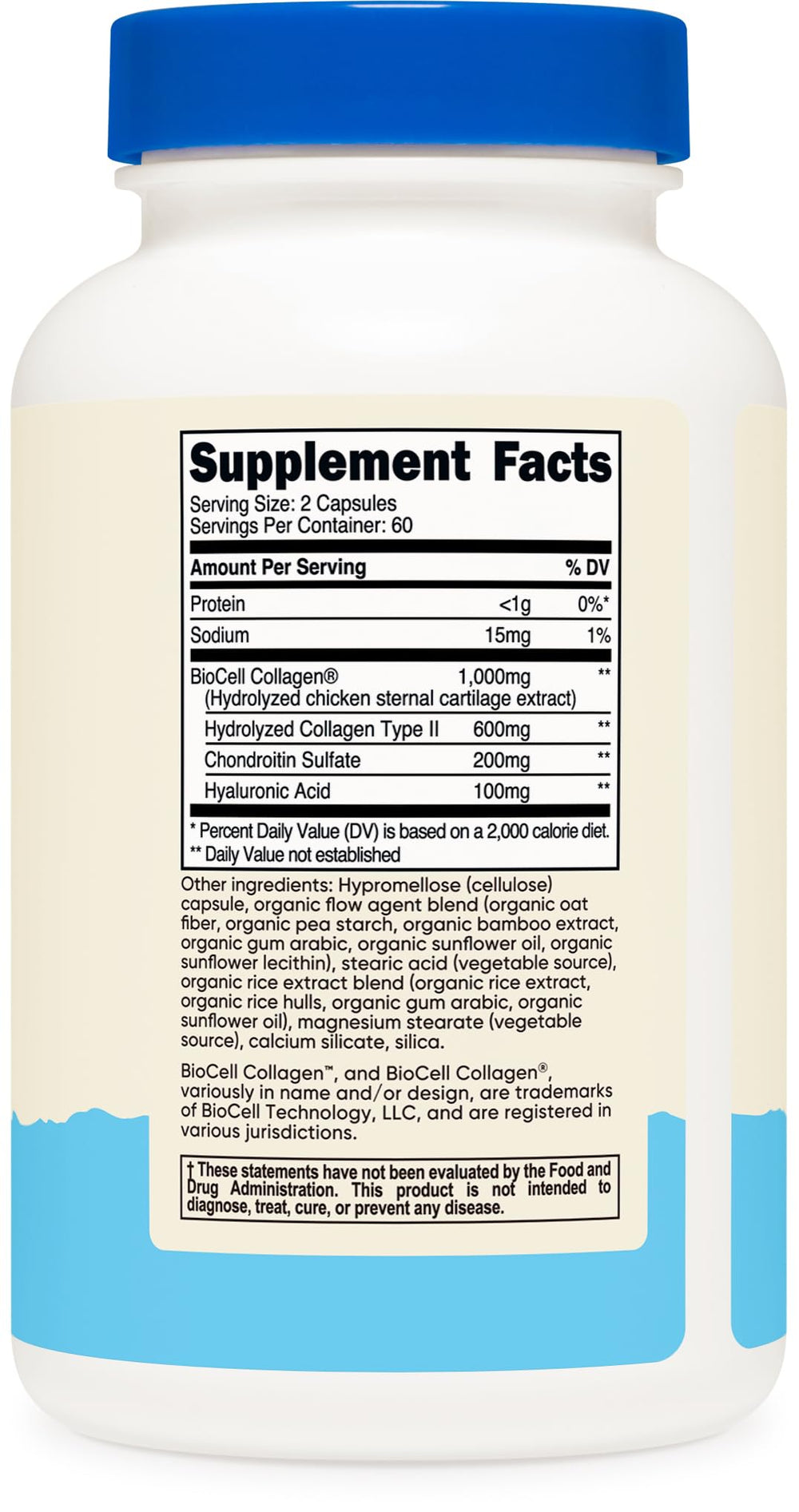 Nutricost BioCell Collagen packaging indicates 60 servings for two-month supply.