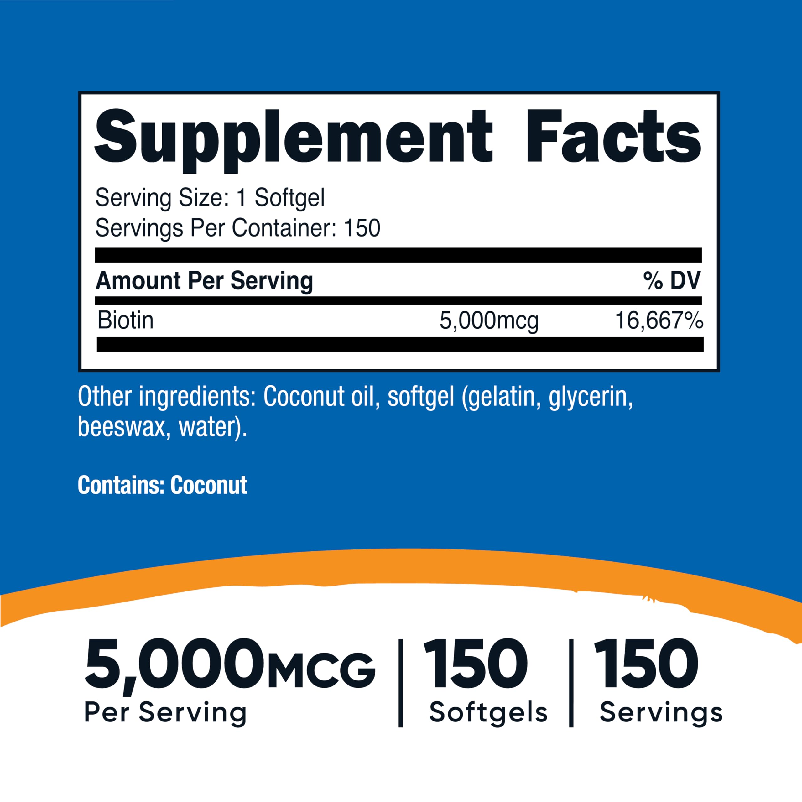 Nutricost Biotin softgels in blister pack highlighting gluten free formula.