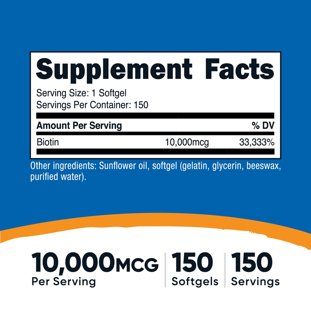 Nutricost Biotin softgels close-up for easy daily intake