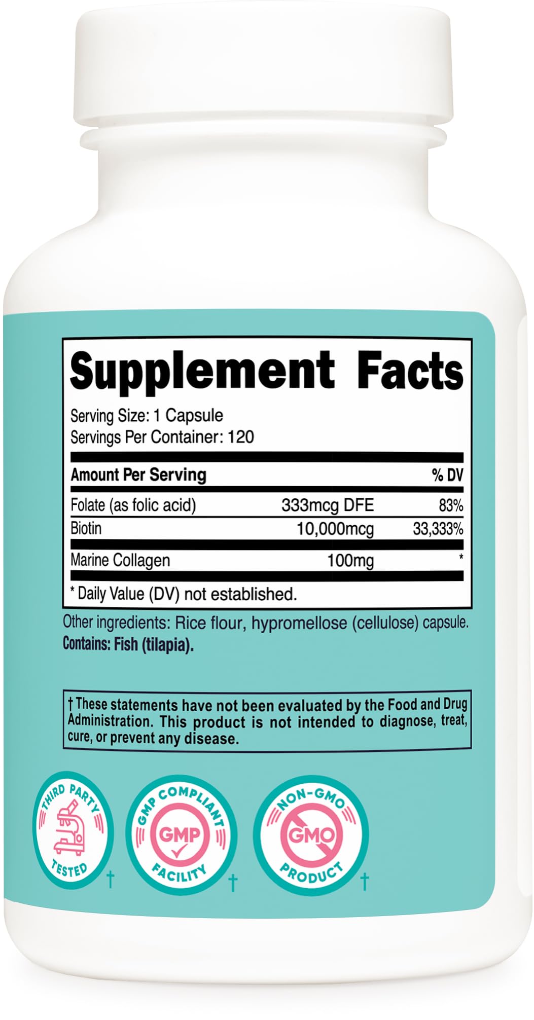 Nutricost Biotin bottle with third-party testing seal