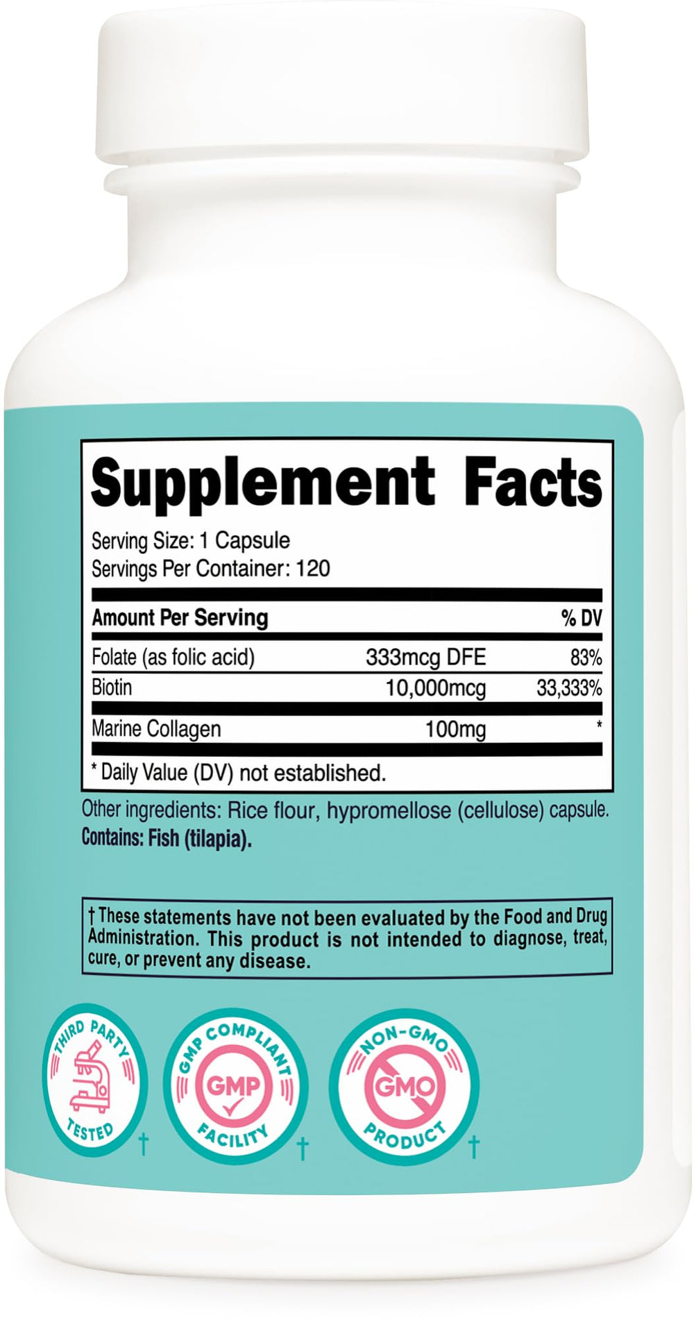 Nutricost Biotin bottle with third-party testing seal