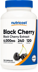 Nutricost Black Cherry Extract bottle on display with four-month supply.