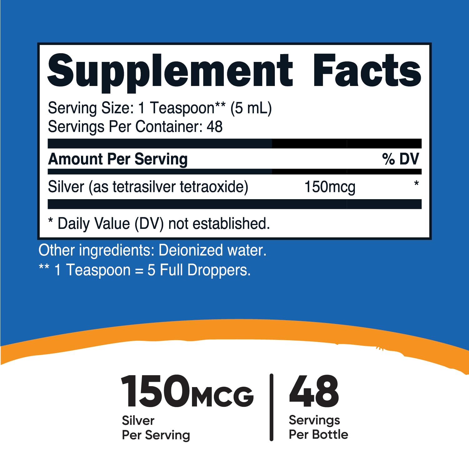Nutricost blue cobalt glass bottle protects bioactive silver during storage.