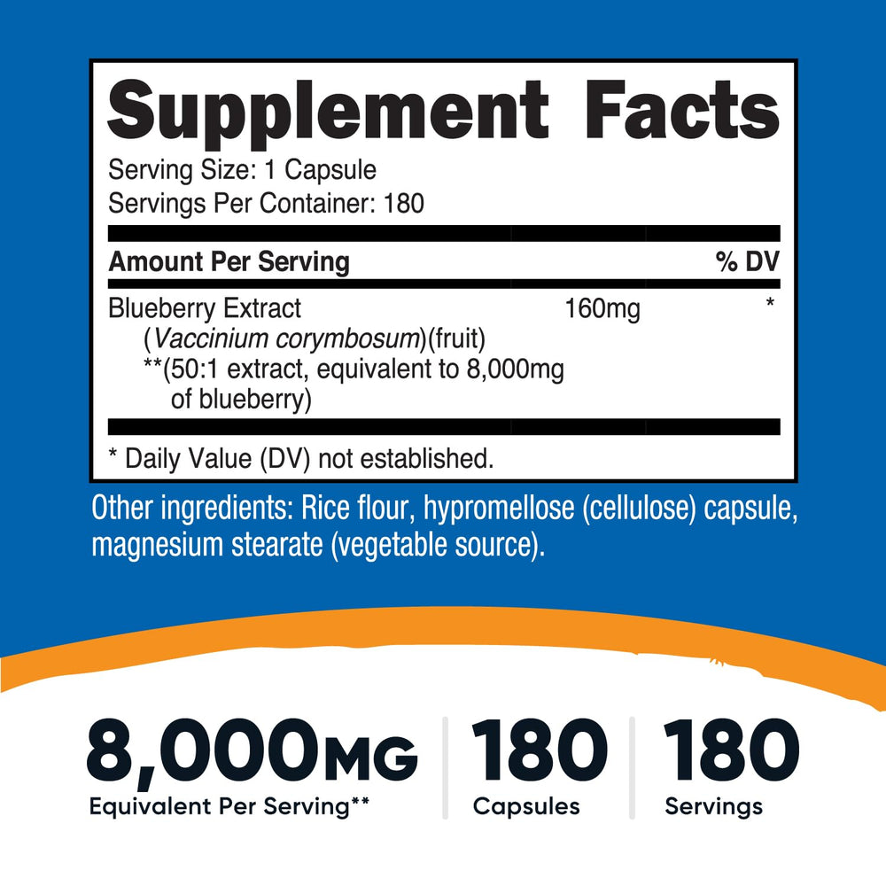 Nutricost Blueberry Extract capsules ready for daily routine