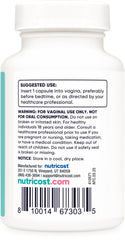 Nutricost Boric Acid 600mg capsules showing non-GMO ingredients for care.