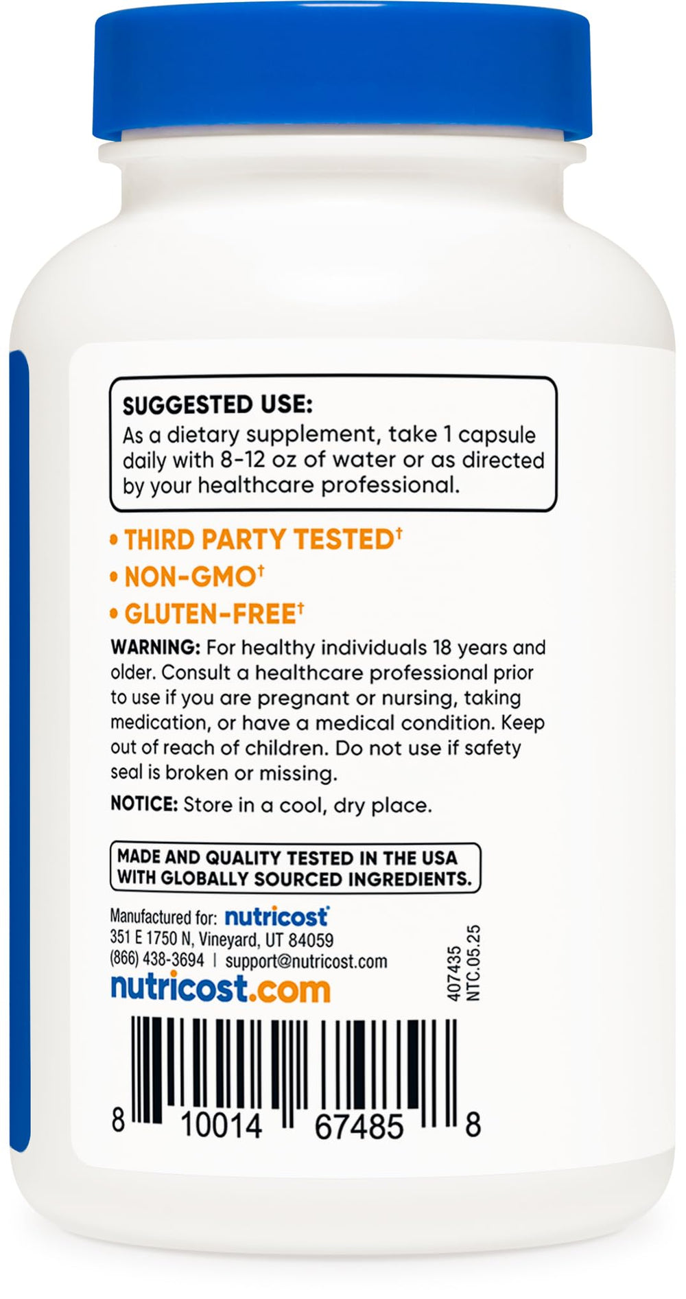 Nutricost boron packaging communicates quality and testing standards.