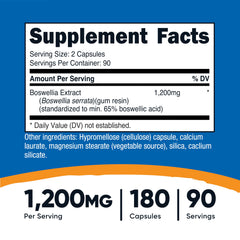 Close-up of Nutricost Boswellia capsules, convenient two-capsule serving.
