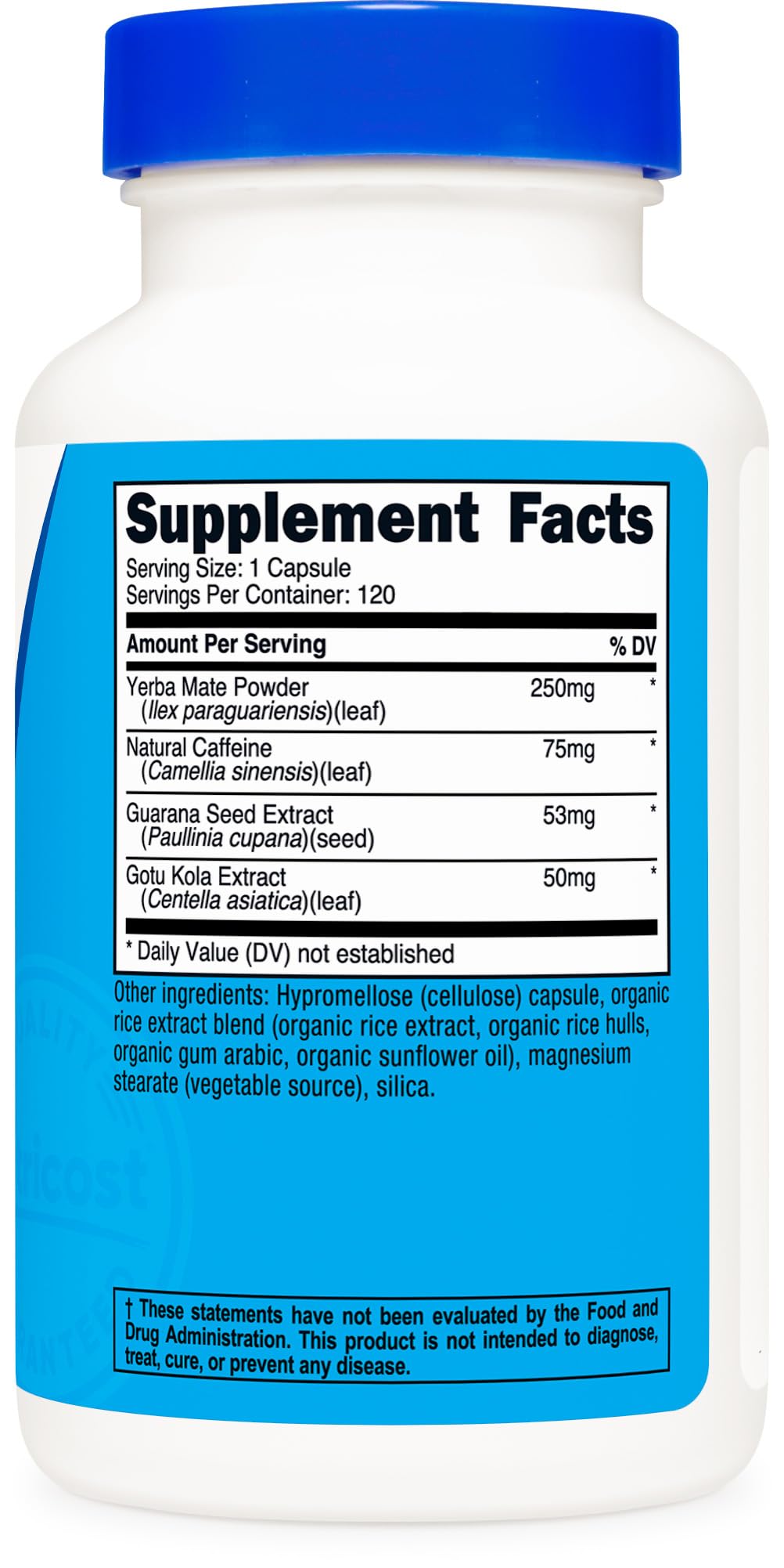 Nutricost bottle side view emphasizing compact packaging for on-the-go energy.