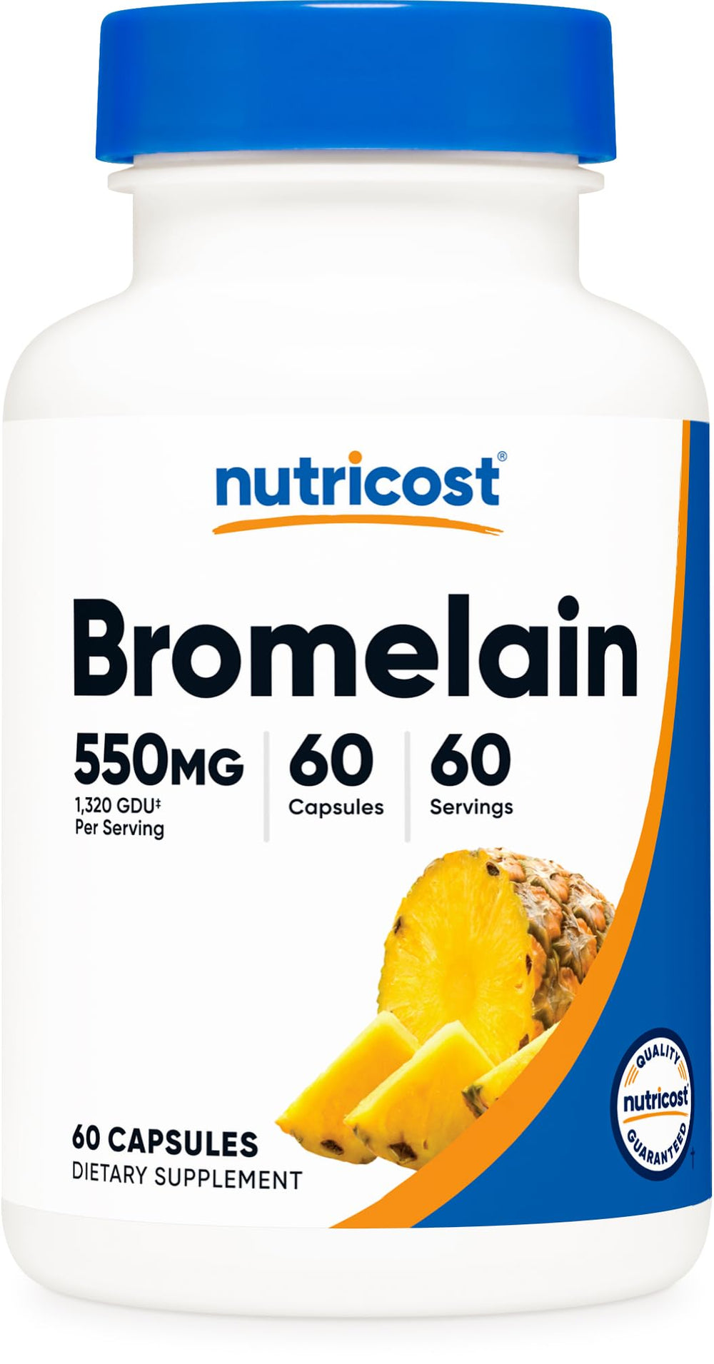 Nutricost Bromelain capsules bottle close-up for convenient daily use