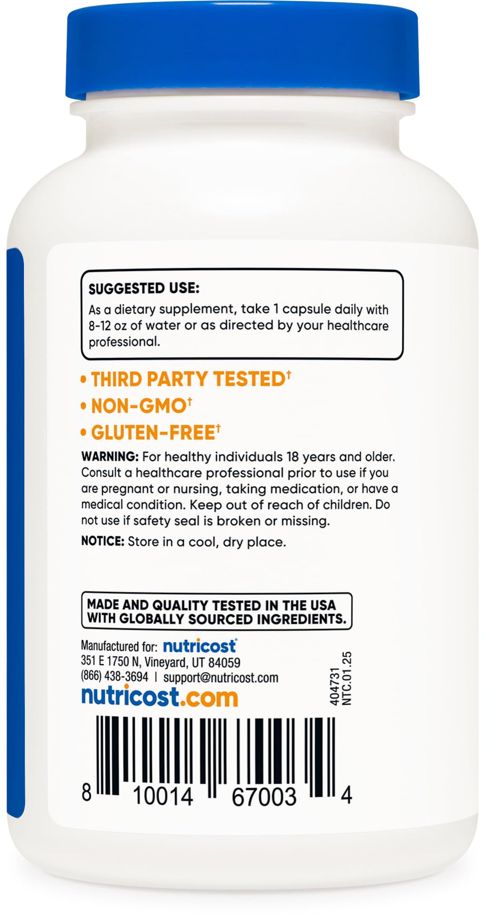 Nutricost Bromelain NSF GMP seal signals quality and compliance.