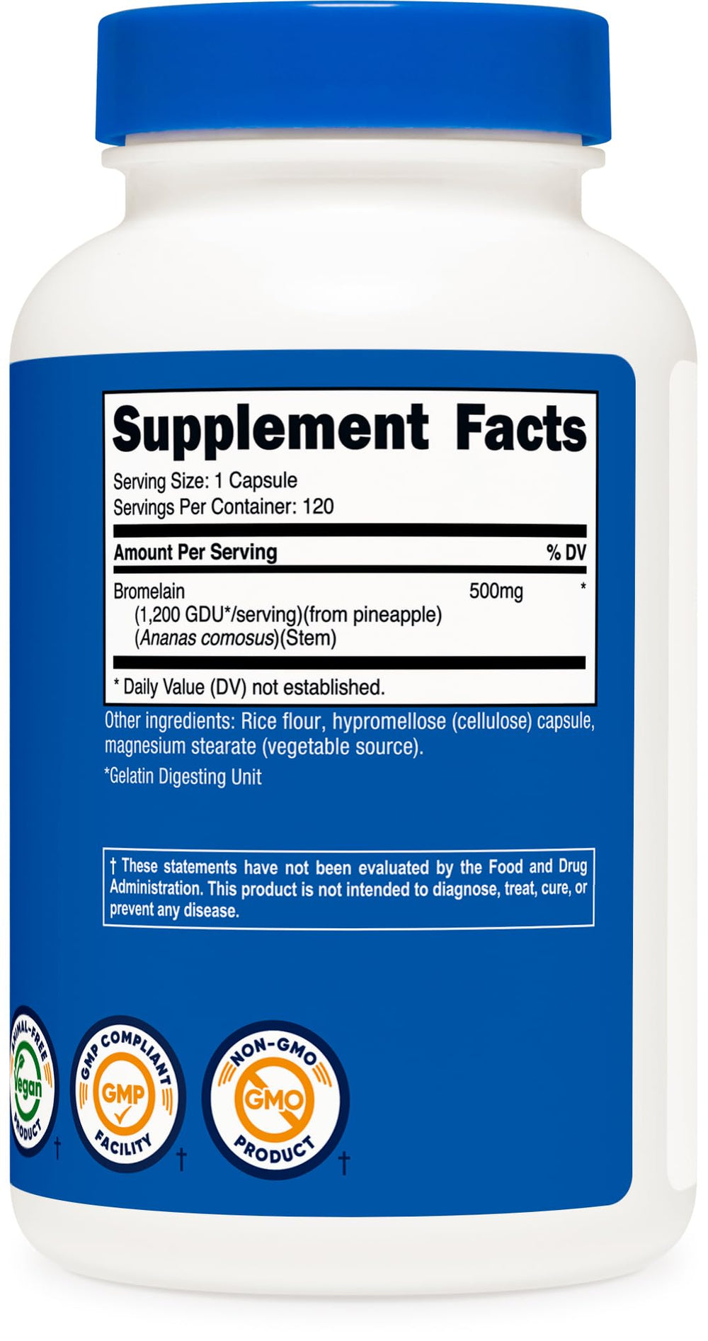 Nutricost Bromelain serving size info helps plan daily dose.