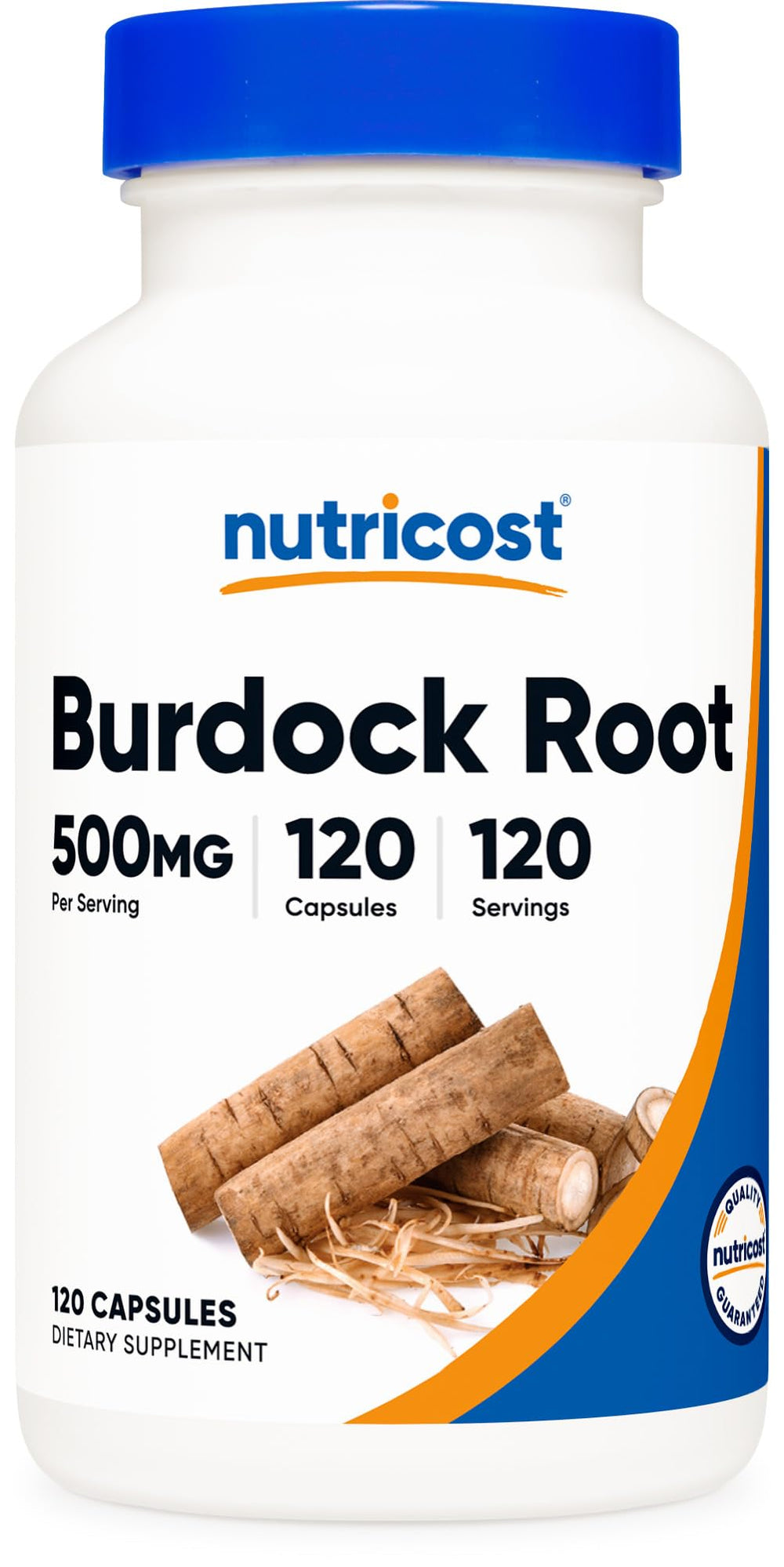 Nutricost Burdock Root 500mg bottle for daily herbal use.