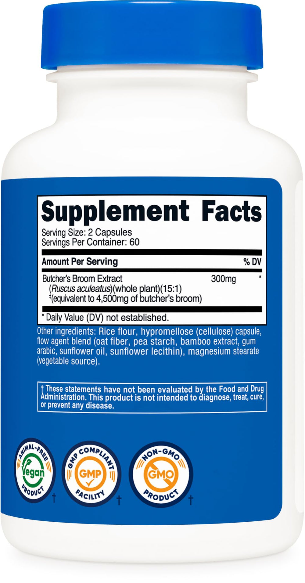 Packaging features facility certifications indicating quality manufacturing.