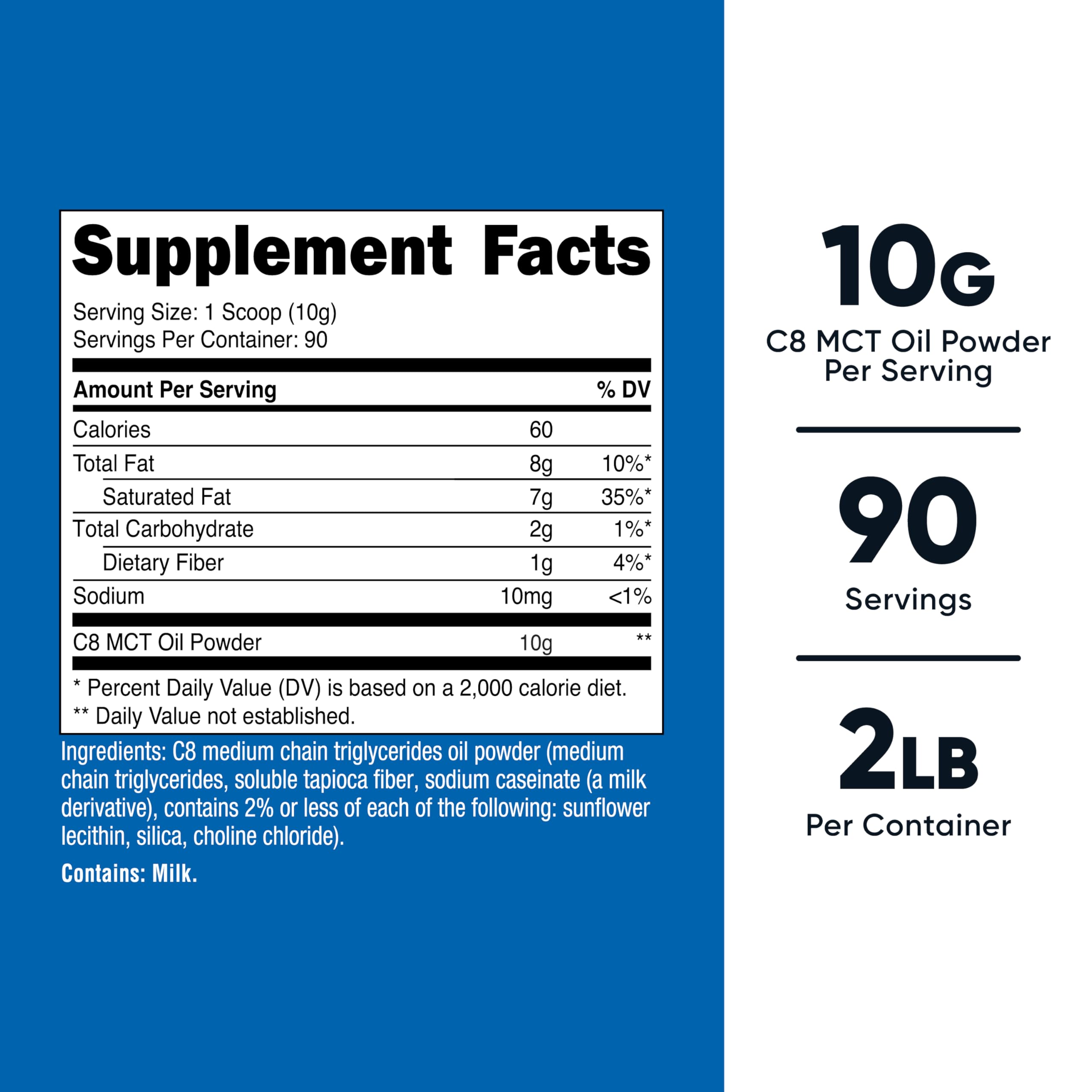 Nutricost C8 MCT Oil Powder scoop included for precise daily serving.