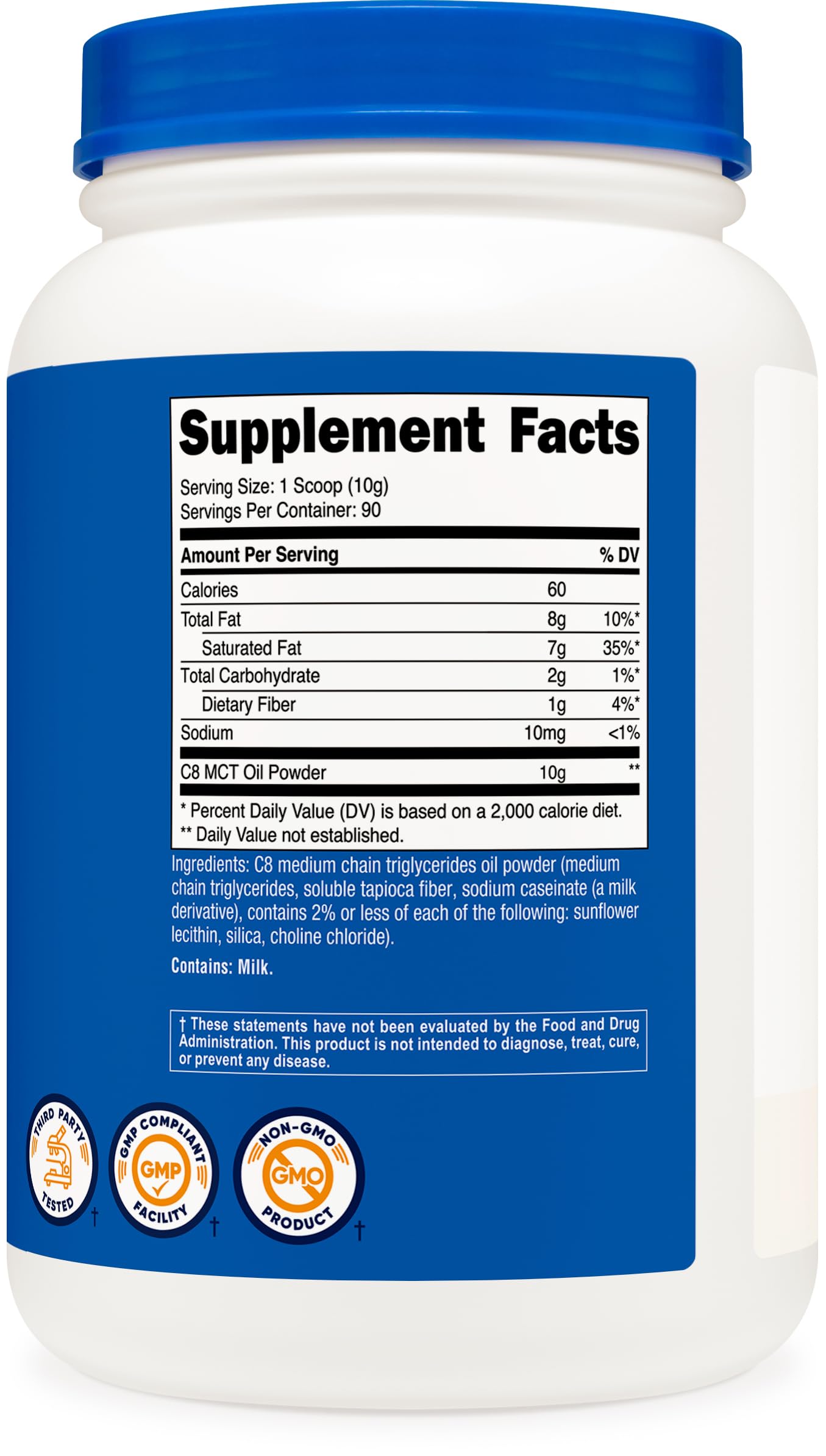 Nutricost C8 MCT Oil Powder ready to mix in coffee or smoothies.