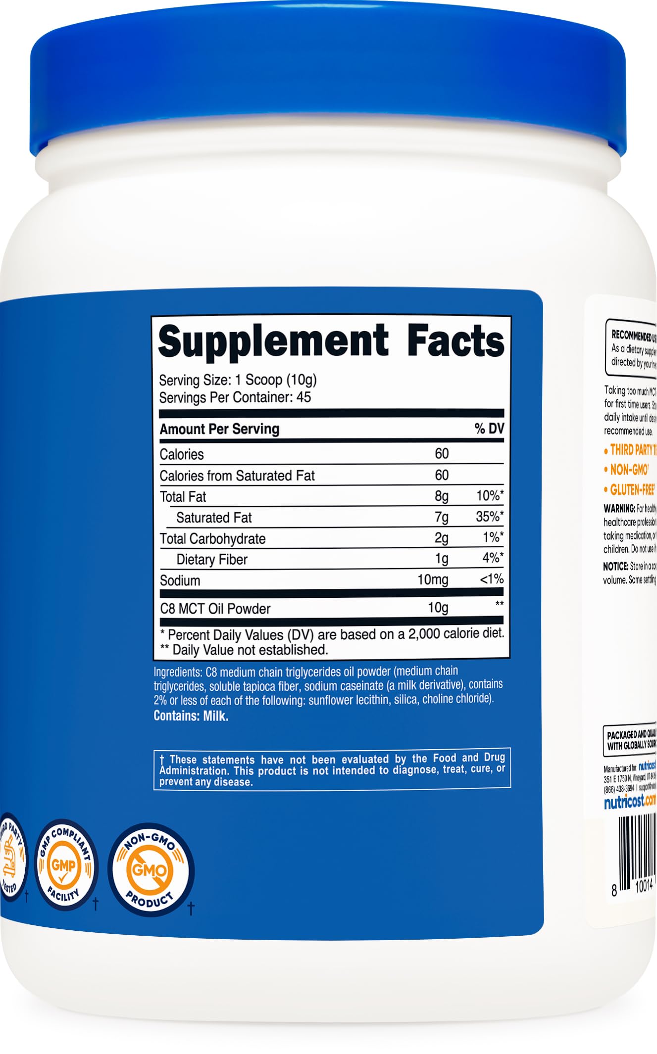 Nutricost C8 MCT powder added to coffee for keto-friendly boost.