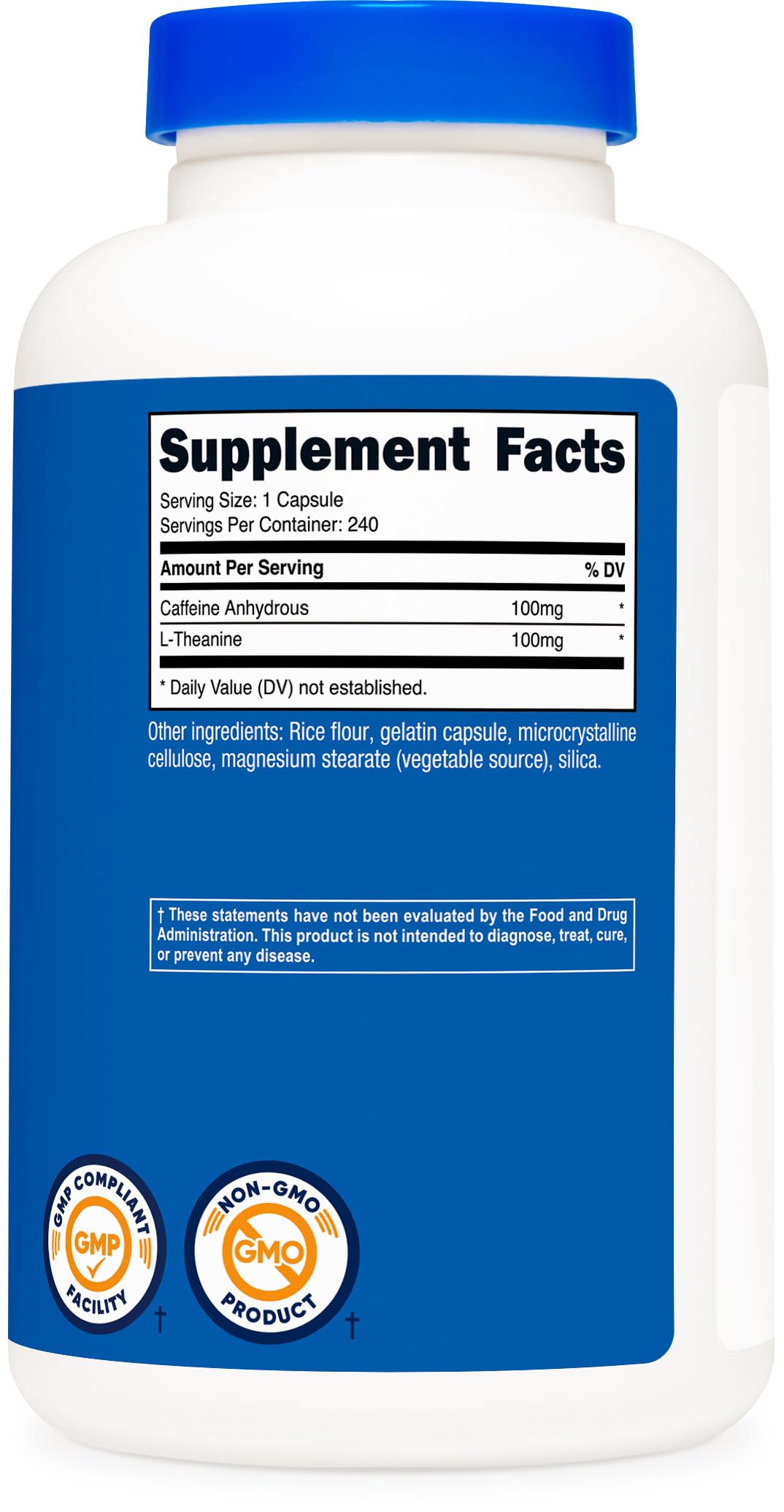 Nutricost Caffeine with L-Theanine pack of 2 emphasizes long-term supply.