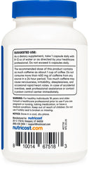 Nutricost caffeine pills packaging on table illustrating on-the-go energy.