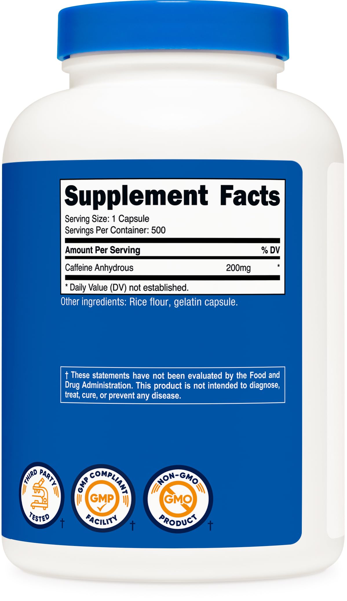 Manufacturing standards badge for Nutricost caffeine pills in NSF/GMP facilities