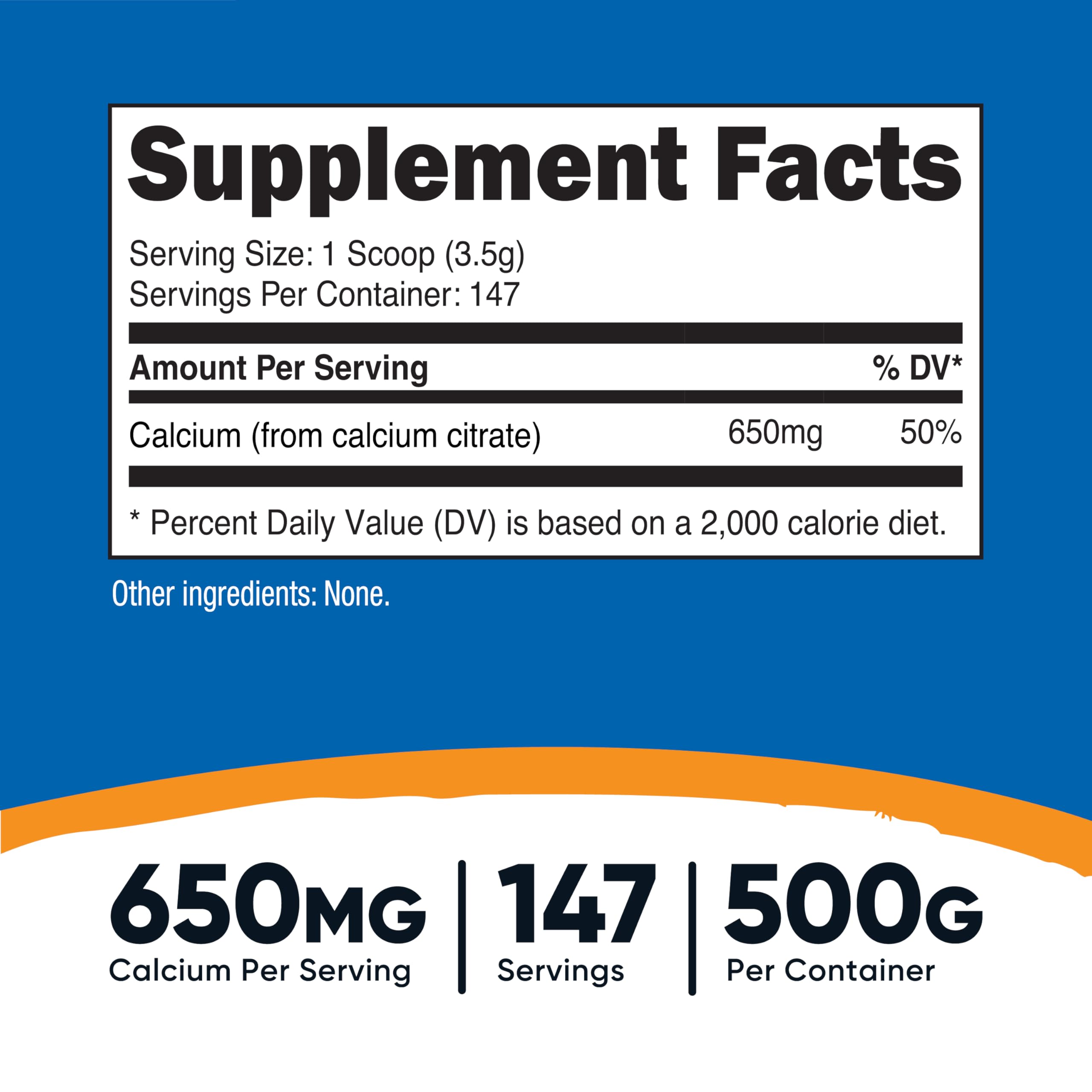 Nutricost Calcium Citrate Powder scoop included for accurate 650 mg servings.